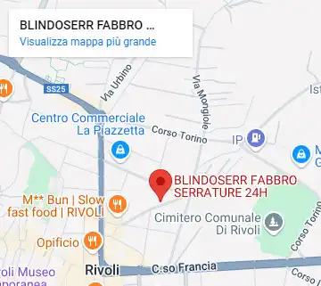 Mappa di Fabbro Rivoli – Blindoserr Serrature 24H a Rivoli